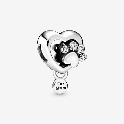 Pandora Sparkling Paw Print & Heart Charm