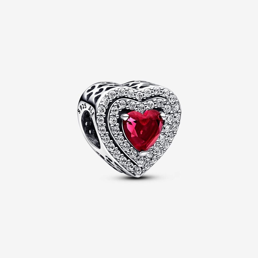 Pandora Red Sparkling Levelled Heart Charm