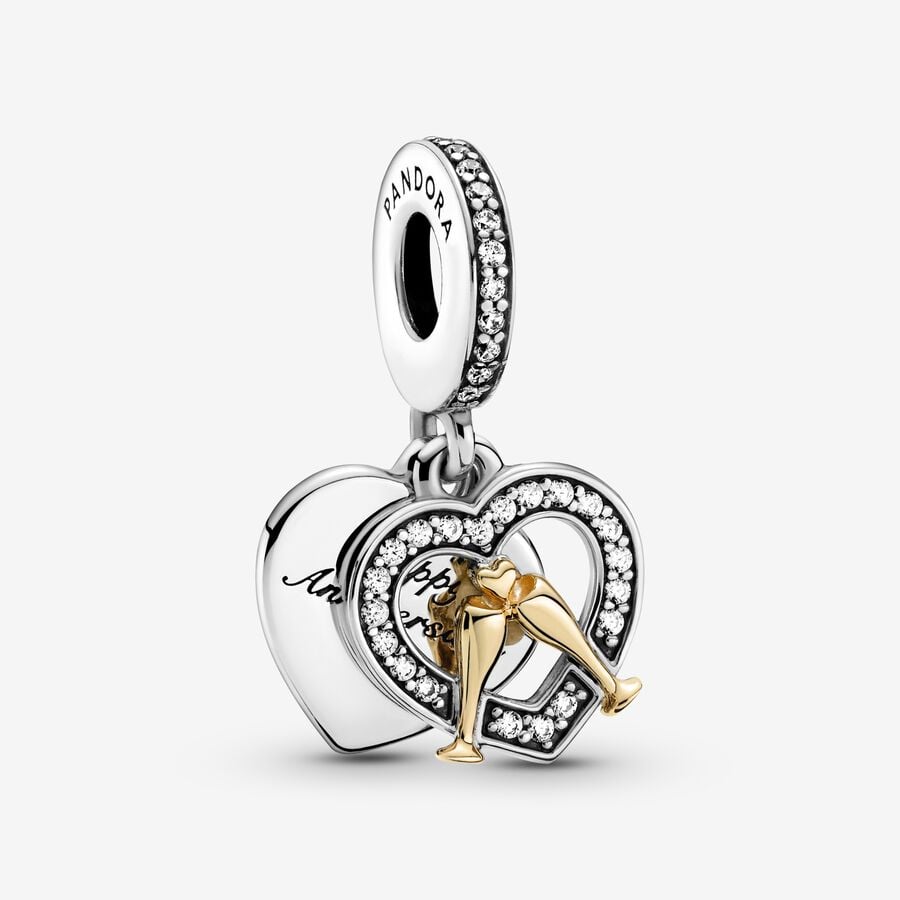 Pandora 14k Gold Two-tone Happy Anniversary Dangle Charm