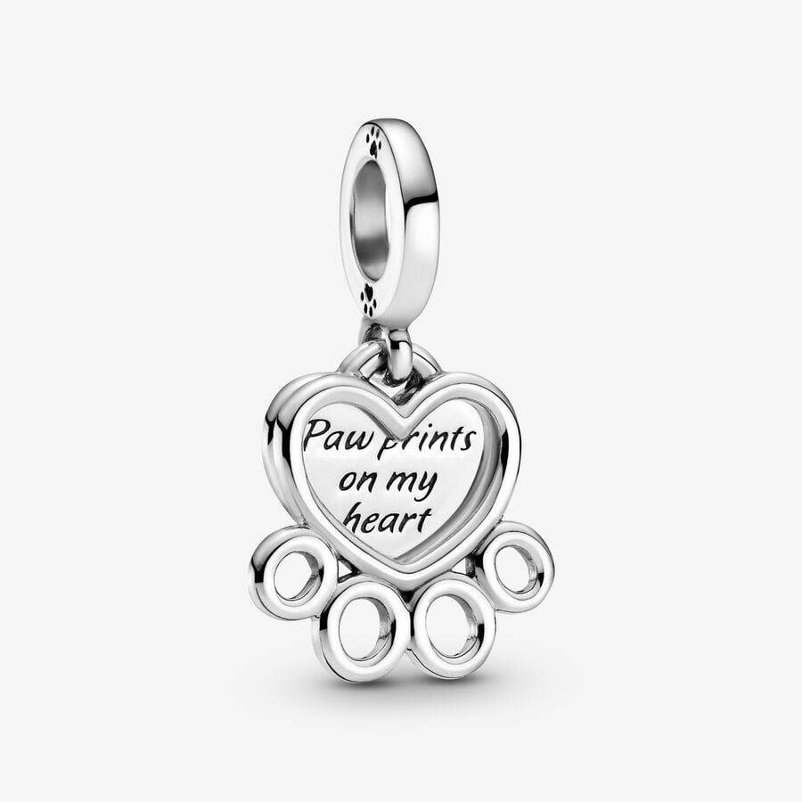 Pandora Hearts & Paw Print Dangle Charm