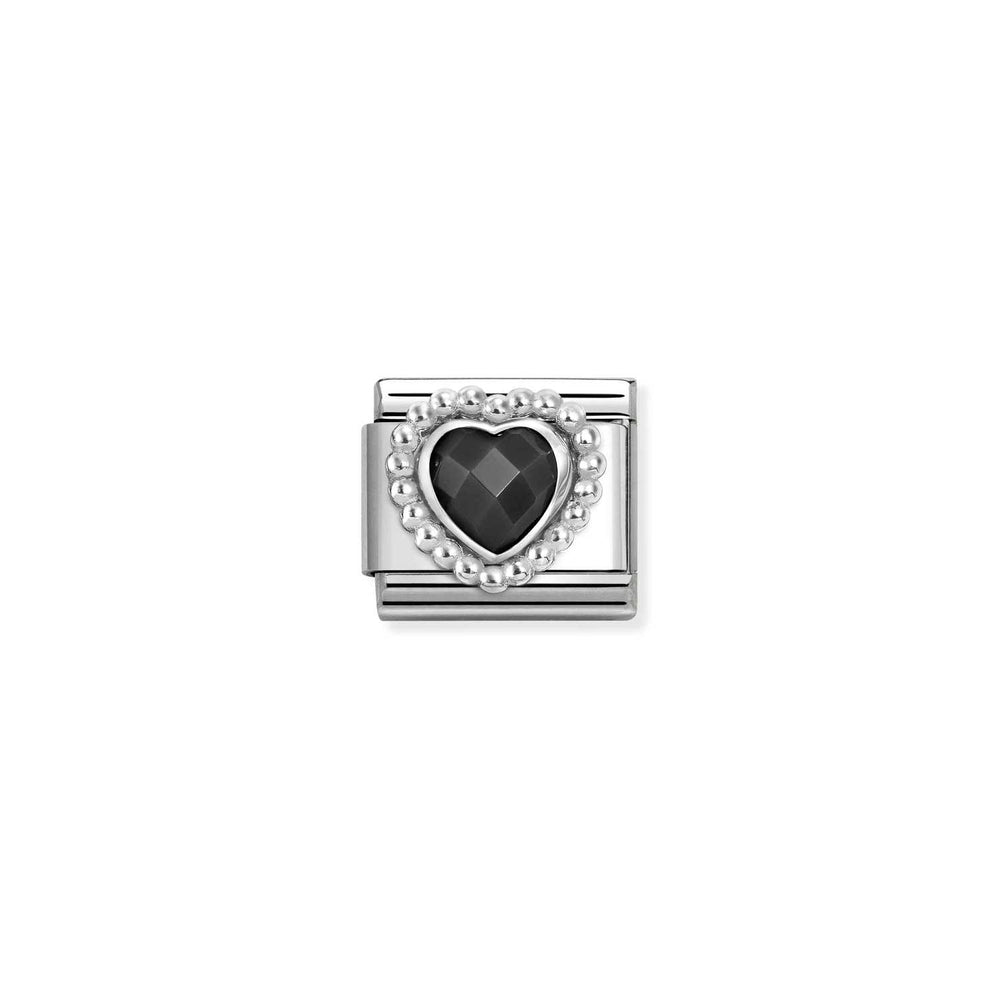 Nomination Classic Link Black CZ Heart Beaded Setting