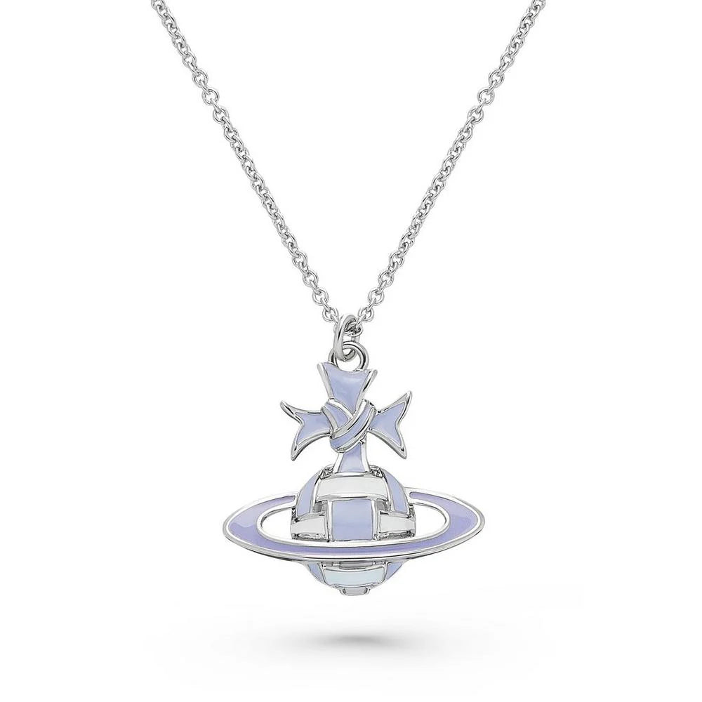 Vivienne Westwood Ribbon Bas Relief Platinum Tone, Lilac & Sky Blue