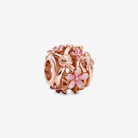 Pandora Openwork Pink Daisy Flower Charm