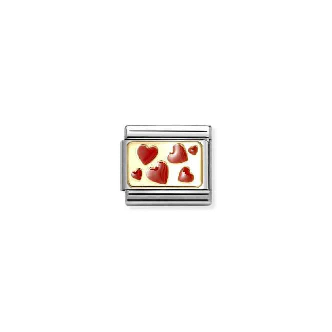 Nomination Classic Link Red Hearts Plaque