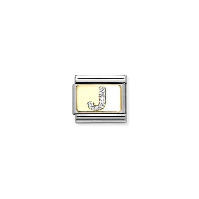 Nomination Classic Link Glitter Letter J