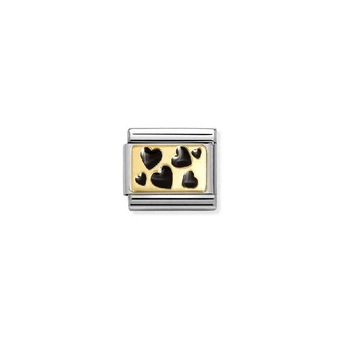 Nomination Classic Link Black Hearts Plaque