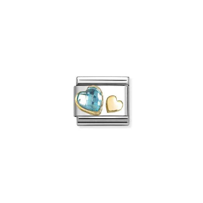 Nomination Classic Link Hearts with Light Blue CZ