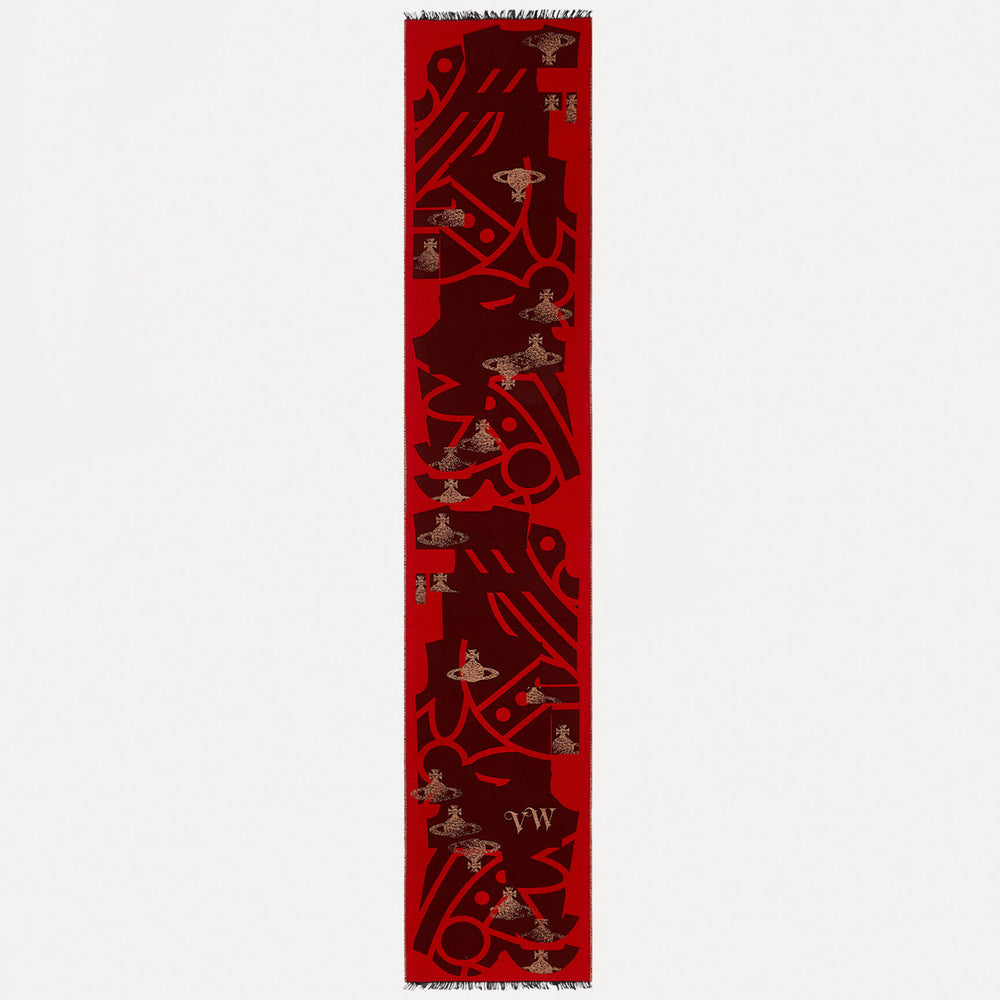 Vivienne Westwood Polo Orb Jacquard Oxblood Scarf