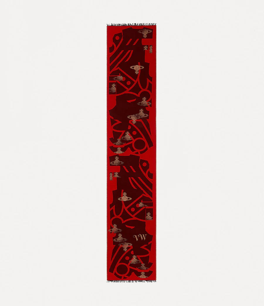 Vivienne Westwood Oxblood Red Polo Orb Jacquard Scarf