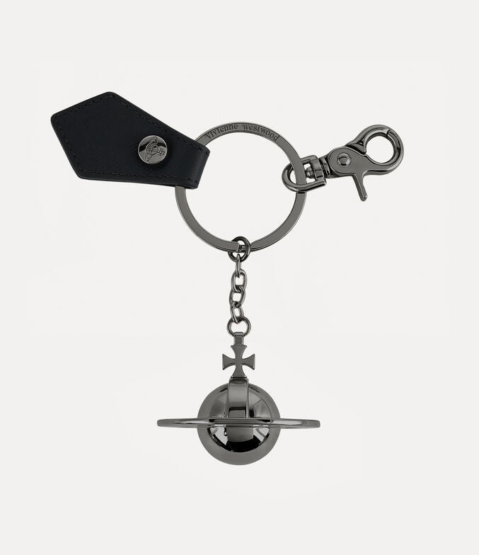 Vivienne Westwood Black Saffiano Gunmetal 3d Orb Keyring