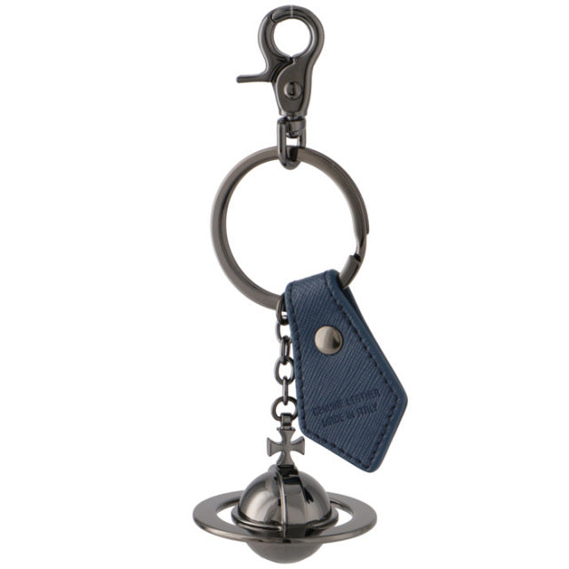 
                      
                        Vivienne Westwood Blue Saffiano Gunmetal 3D Orb keyring
                      
                    