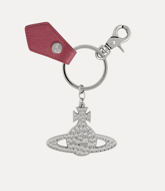 Vivienne Westwood Hammered Orb Keyring Red Saffiano