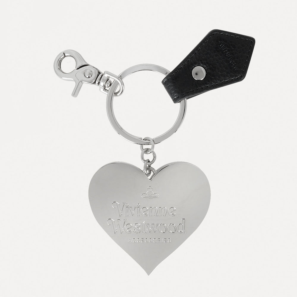 
                      
                        Vivienne Westwood Mirror Heart Orb Keyring Black Grain Leather
                      
                    