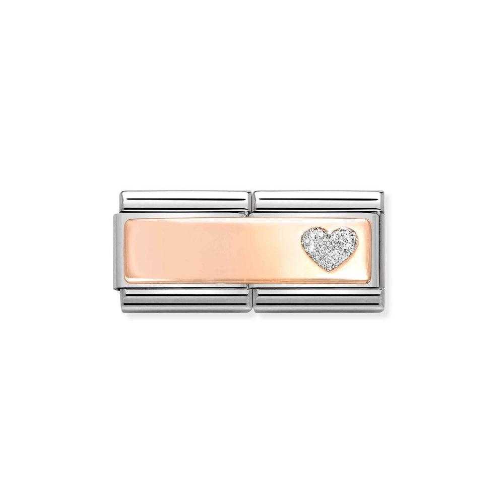 Nomination Double Link Engraving Plate with Glitter Heart