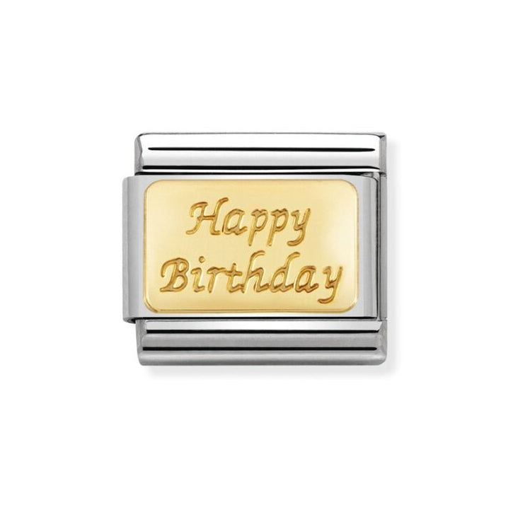 Nomination Classic Link with 'Happy Birthday' in Yellow Gold Tone