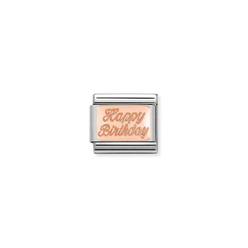 Nomination Classic Link with 'Happy Birthday' in Rose Gold Tone