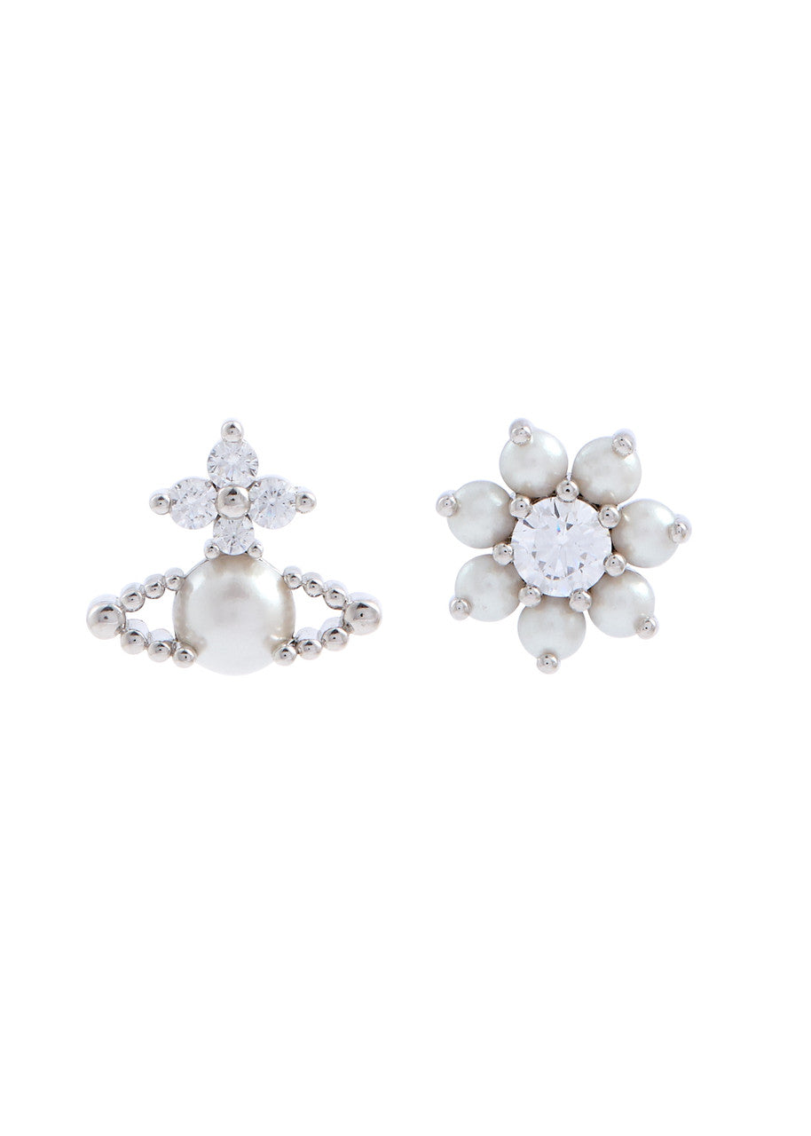 Vivienne Westwood Agnes Earrings Silver Tone & Pearl