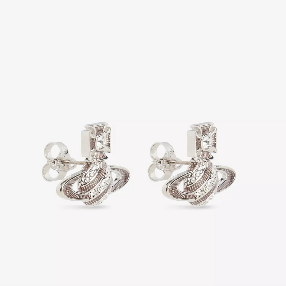 
                      
                        Vivienne Westwood Assita Bas Relief Earrings Silver Tone & White Crystal
                      
                    