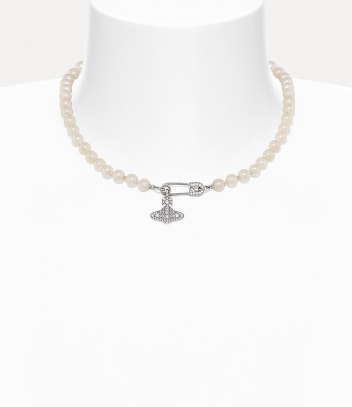 Vivienne Westwood Lucrece Pearl Necklace Platinum Tone