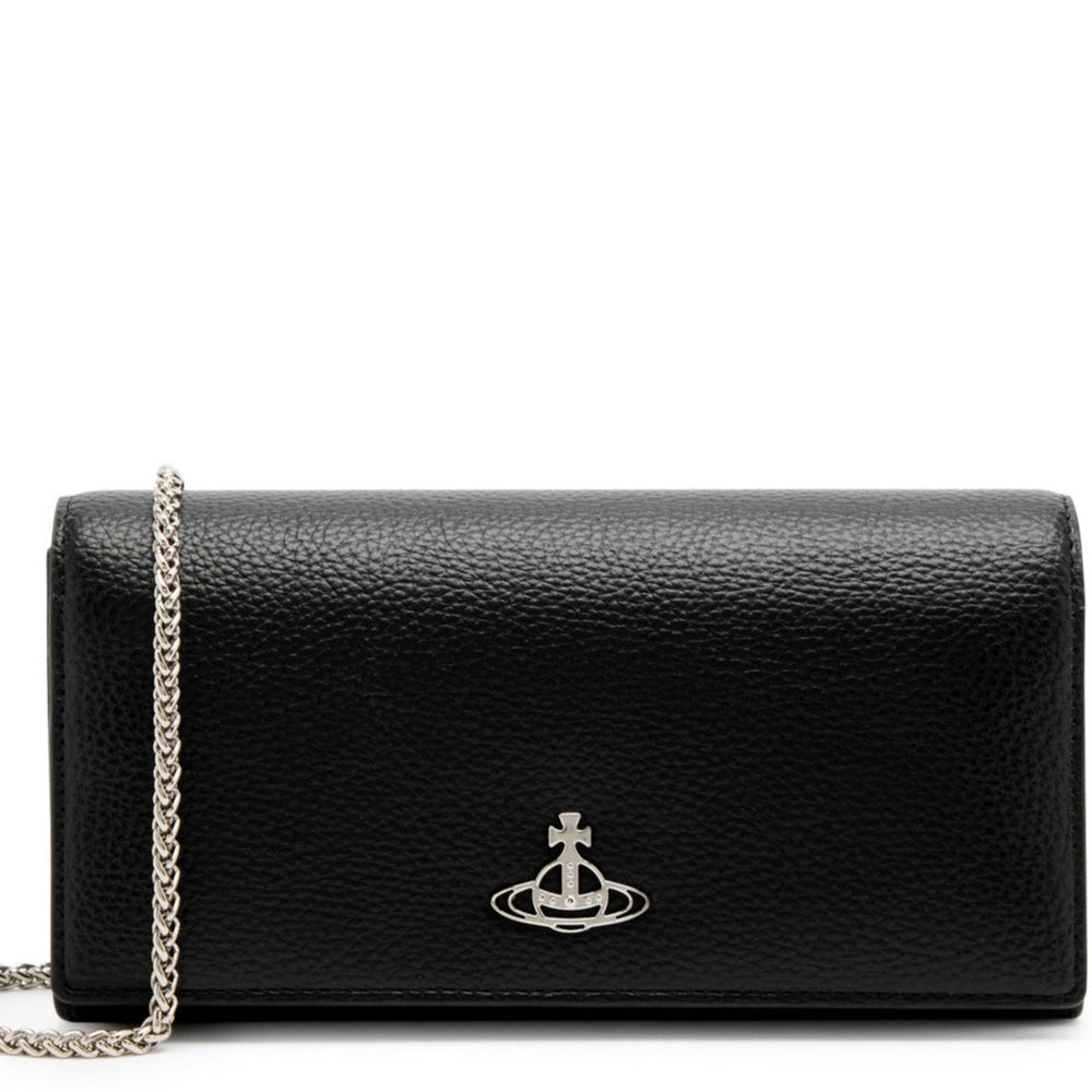 Vivienne Westwood Long Wallet with Chain Black Grain