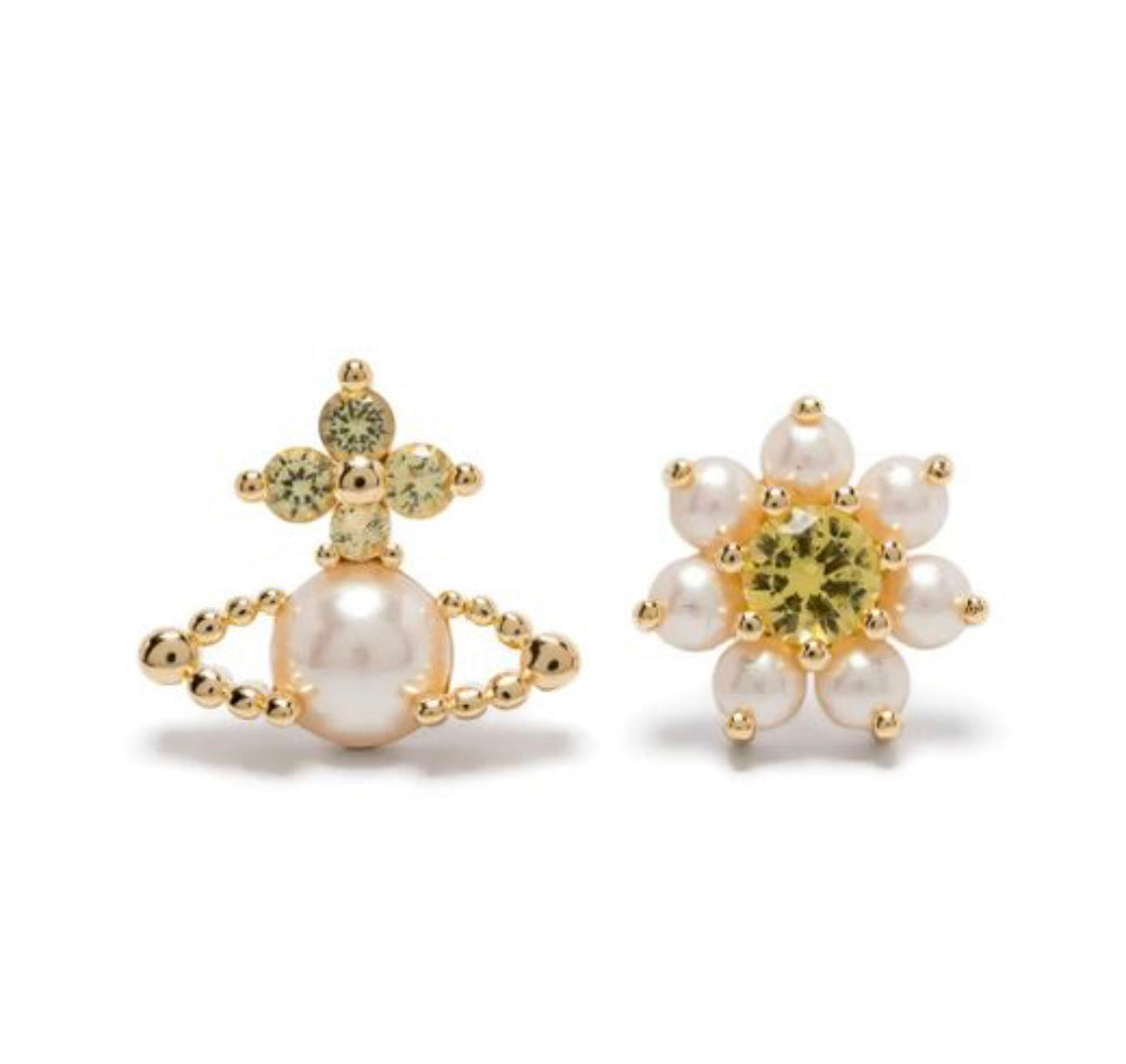 Vivienne Westwood Gold Tone Agnes Earrings Pearl with CZ