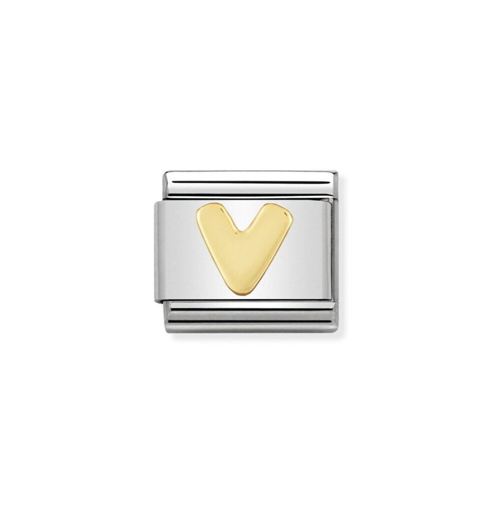 Nomination Classic Link with Letter 'V' in Yellow Gold Tone 030101/22