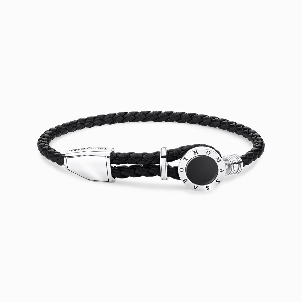 Thomas Sabo Black Leather and Black Disc Bracelet