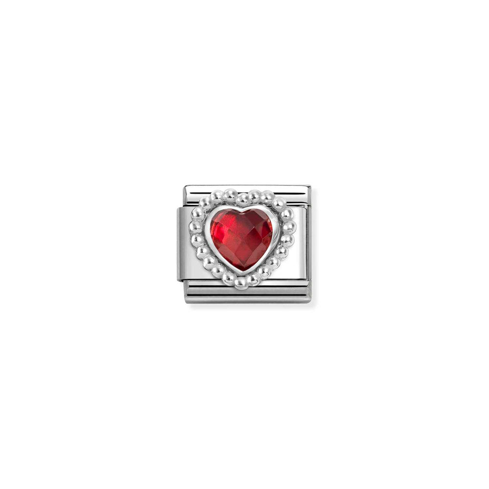 Nomination Classic Link Red CZ Heart Beaded Setting
