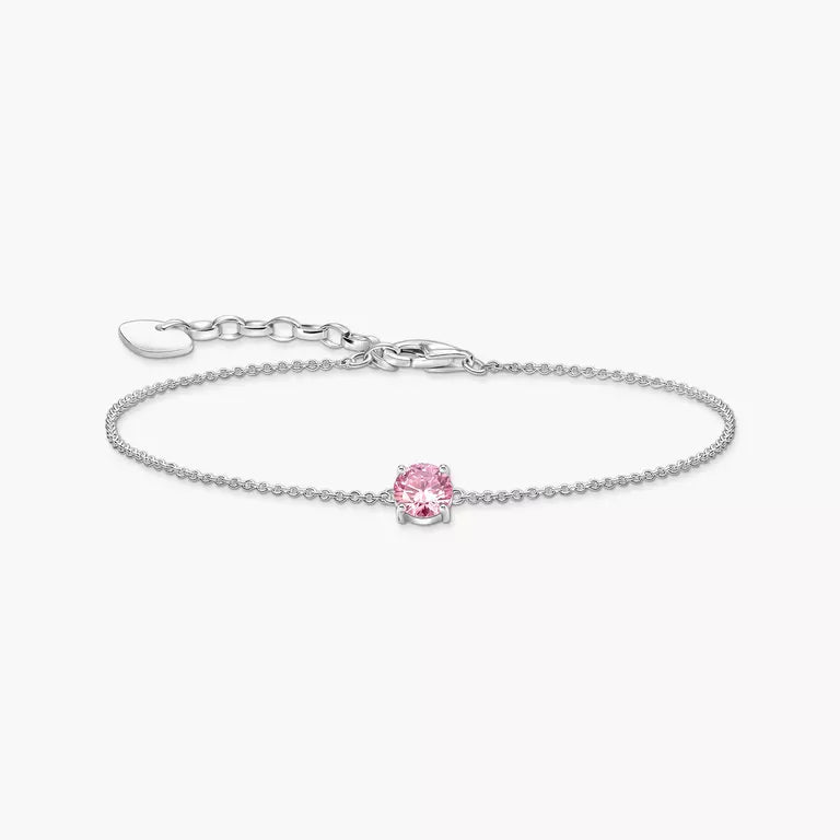 Thomas Sabo Silver Round Pink Stone Bracelet