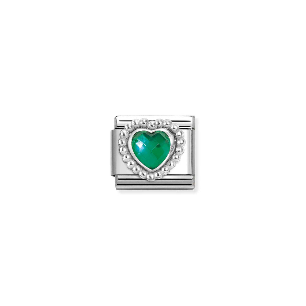 Nomination Classic Link Green CZ Heart Beaded Setting