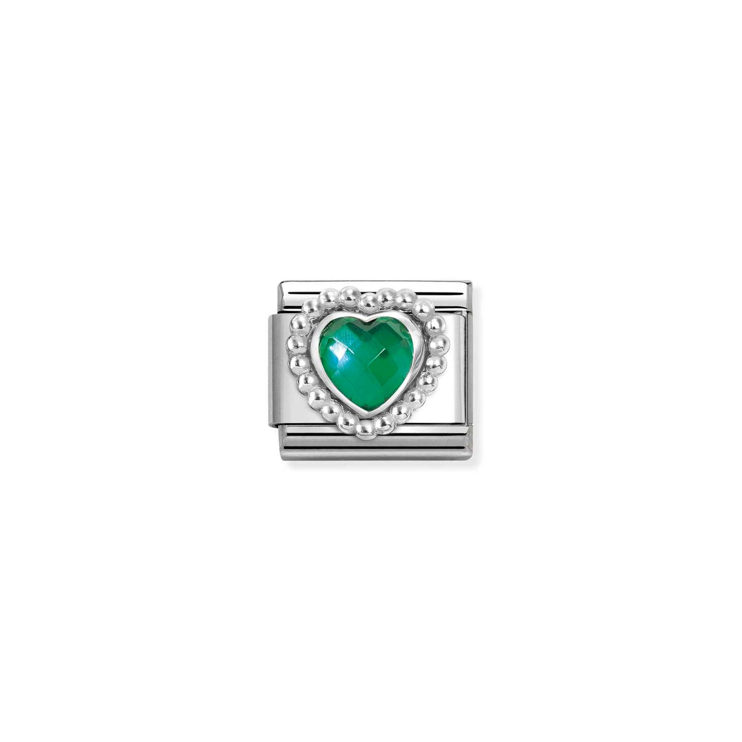 Nomination Classic Link Green CZ Heart Beaded Setting