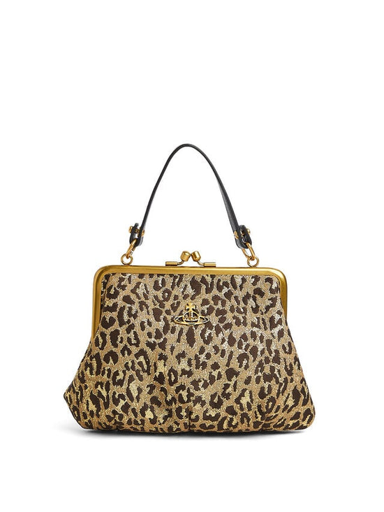 Vivienne Westwood Granny Frame Leopard Lurex Purse with Chain