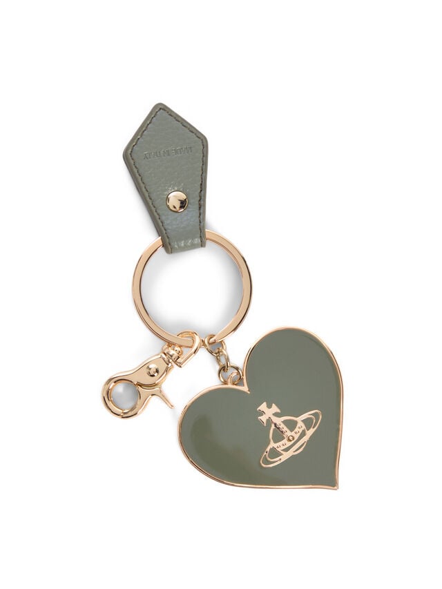 Vivienne Westwood Mirror Heart Orb Keyring Gold & Sage Green