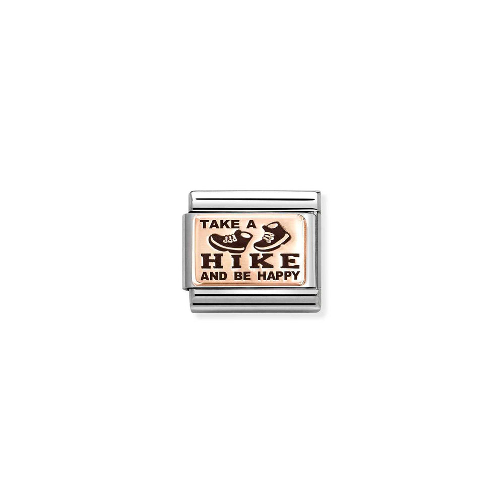 Nomination Classic Rose Gold Plates Take A Hike & Be Happy Charm