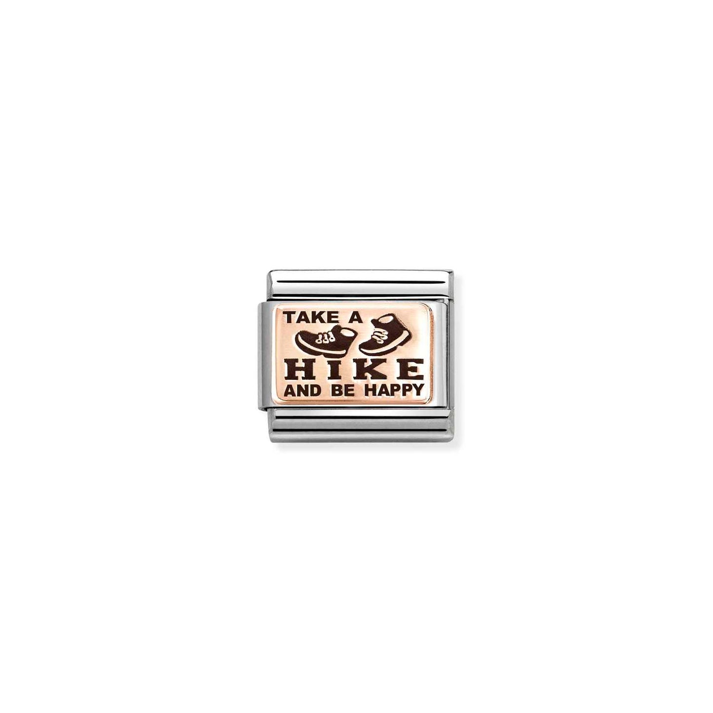 Nomination Classic Rose Gold Plates Take A Hike & Be Happy Charm
