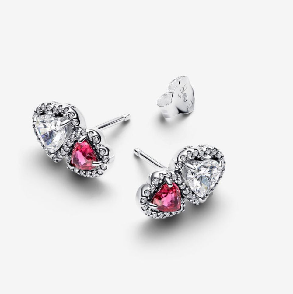 Pandora Halo Hearts Stud Earrings