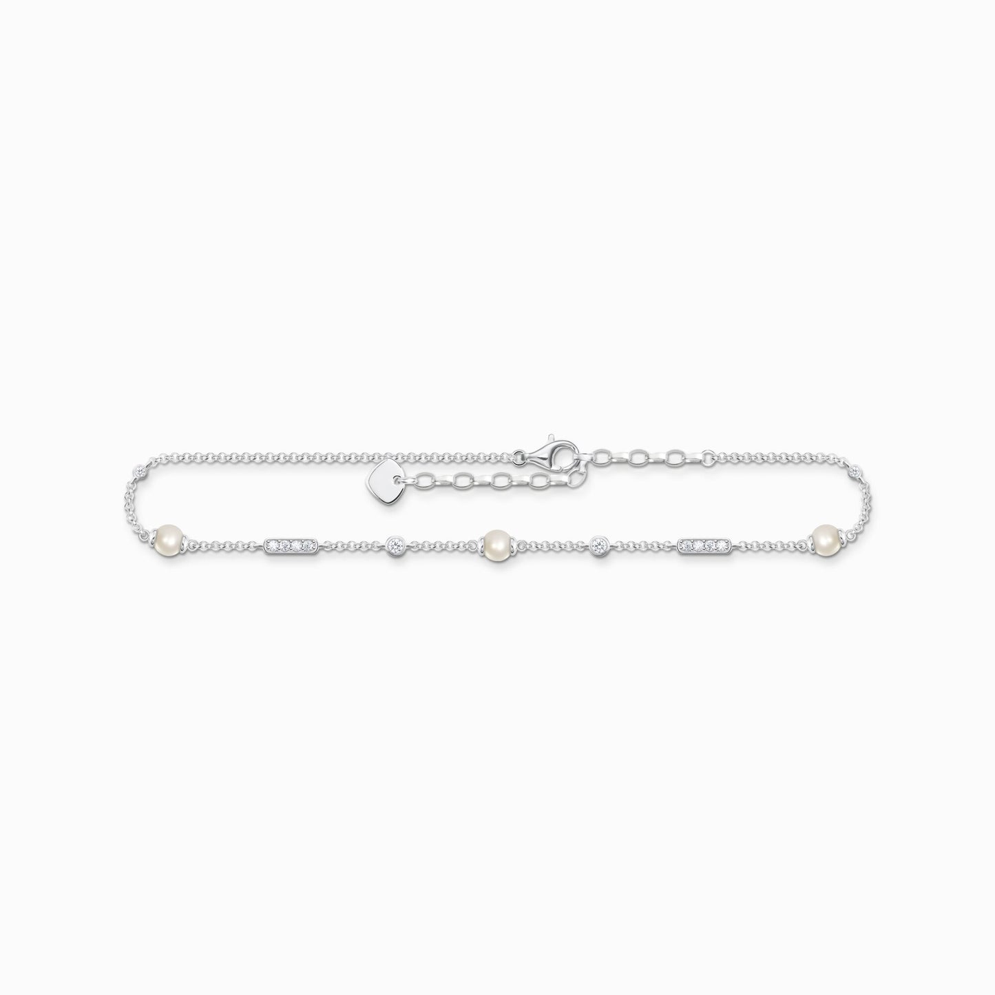 Thomas SABO Anklet with pearls and white stones silver