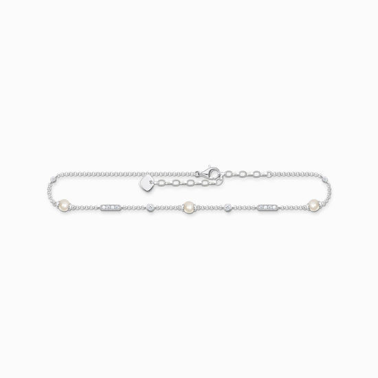 Thomas SABO Anklet with pearls and white stones silver