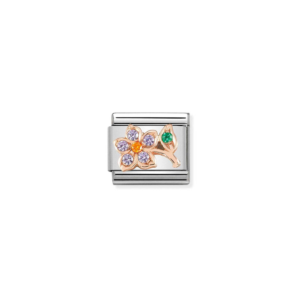 Nomination Classic Link Flower with Stem with coloured CZ