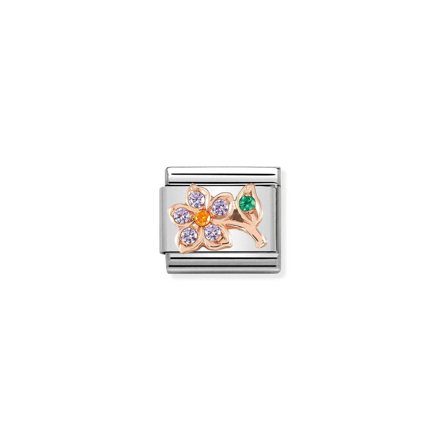 Nomination Classic Link Flower with Stem with coloured CZ