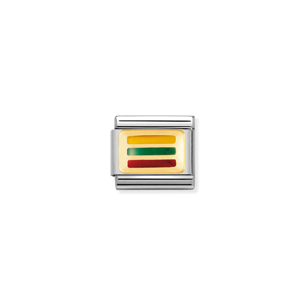 Nomination Classic Link with Enamel Lithuania Flag in Yellow Gold Tone