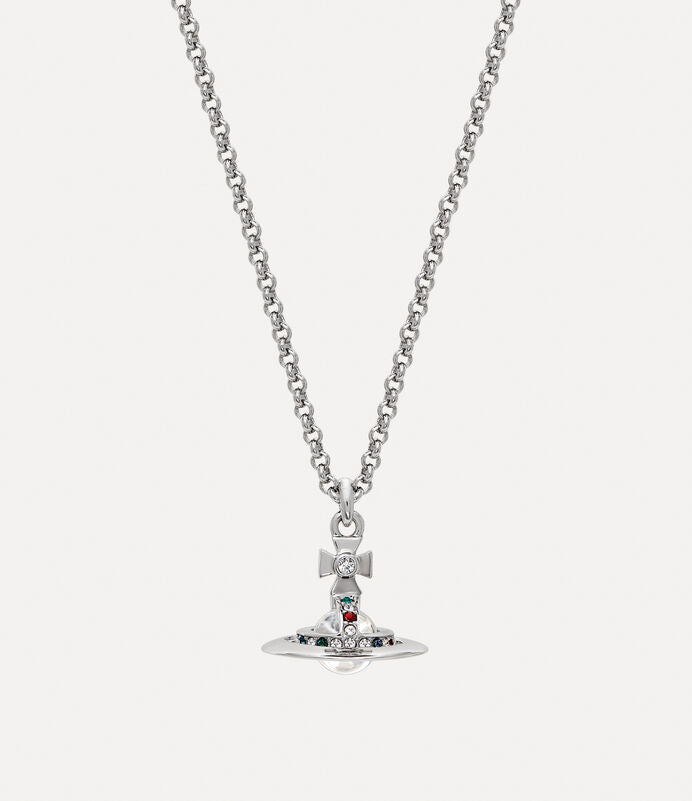 Vivienne Westwood New Petite Orb Pendant Necklace Platinum Tone