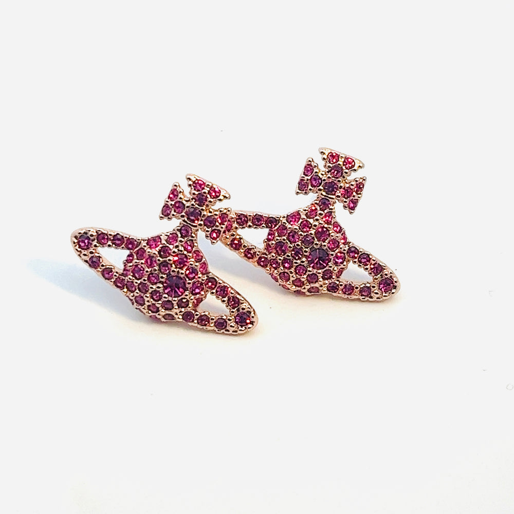 Vivienne Westwood Grace Rose Gold Tone and Pink CZ Earrings