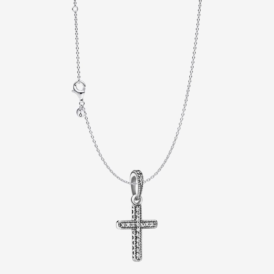 Pandora Sparkling Cross Pendant Necklace