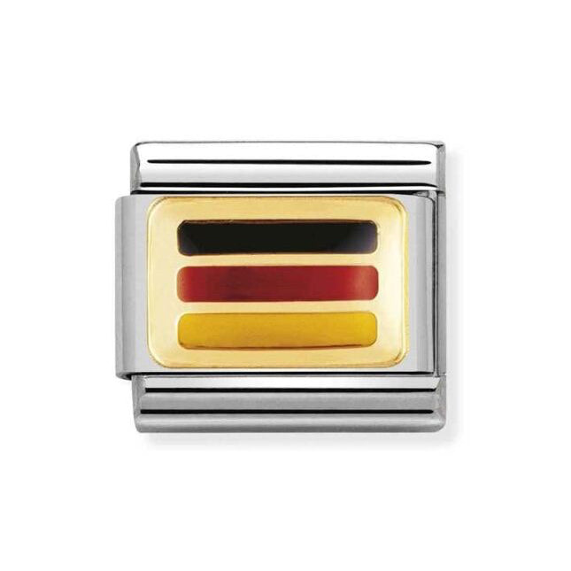 Nomination Classic Link with Enamel Germany Flag in Yellow Gold Tone