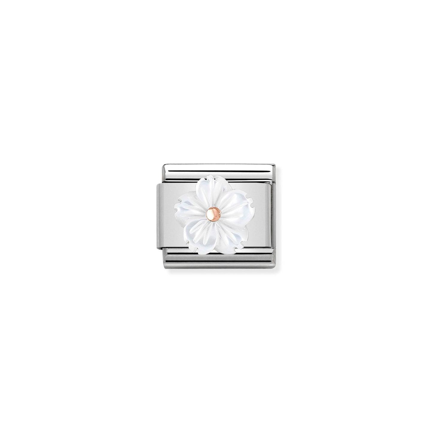 Nomination Classic Link Flower in White Mother Of Pearl