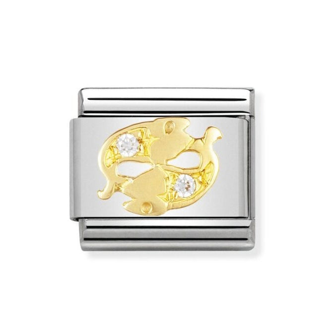 Nomination Classic Link with CZ Pisces Symbol in Yellow Gold Tone