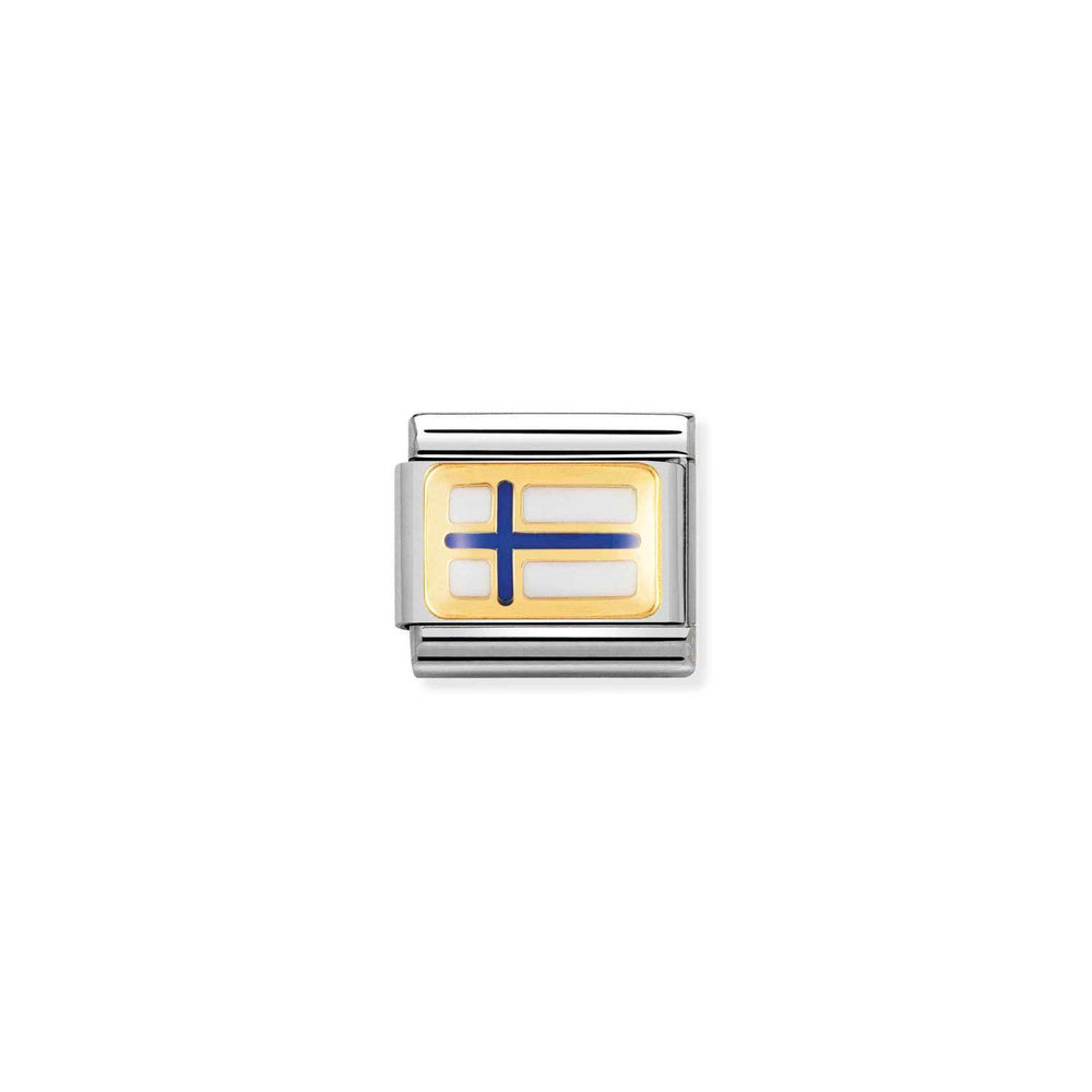 Nomination Classic Link with Enamel Finland Flag in Yellow Gold Tone