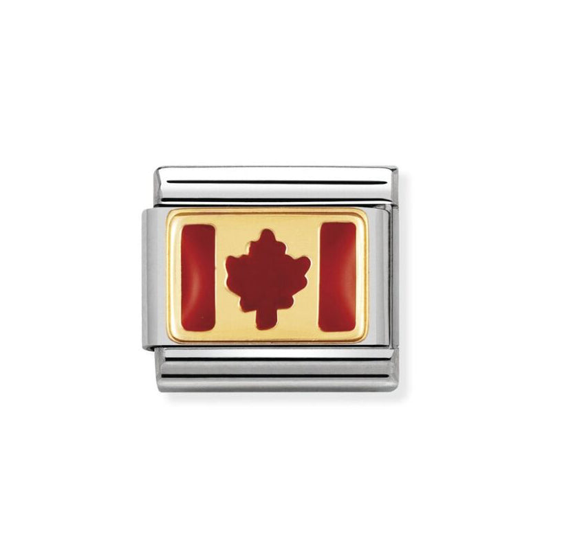 Nomination Classic Link with Enamel Canada Flag in Yellow Gold Tone