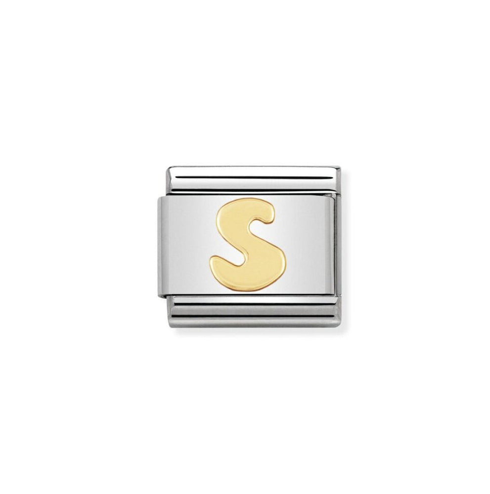 Nomination Classic Link with Letter 'S' in Yellow Gold Tone